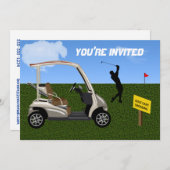フェアウェイのゴルフカートの交差 招待状 (正面/裏面)