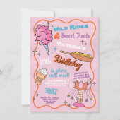 フェアカーニバルアミューズメントパークサーカス誕生日ピンク 招待状 (正面)