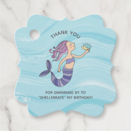 フェアスキンパープルマーメイドとウミガメ誕生日 フェイバータグ