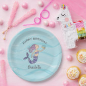 フェアスキンパープルマーメイド誕生日 ペーパープレート (パーティー)