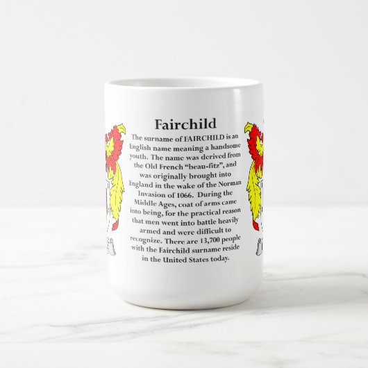 フェアチャイルド家族の紋章付き外衣 コーヒーマグカップ (中央)