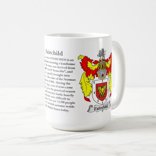 フェアチャイルド家族の紋章付き外衣 コーヒーマグカップ (正面右)