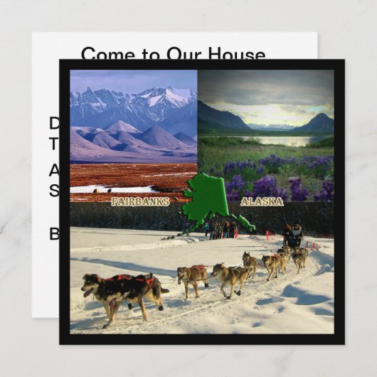 フェアバンクスアラスカフォトコラージュ引っ越し祝いパーティー 招待状 (正面/裏面)