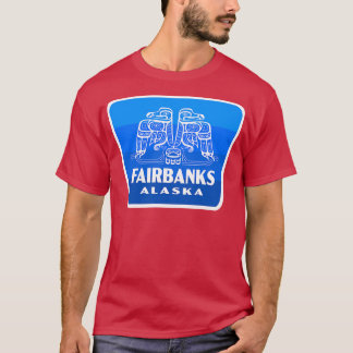 フェアバンクスアラスカレトロバードバッジブルー Tシャツ