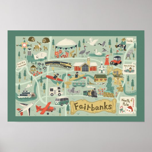 フェアバンクス地図ポスター ポスター (正面)