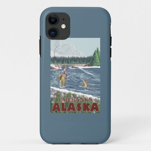 フェアバンクス、アラスカ-はえの漁師 Case-Mate iPhoneケース (裏面)