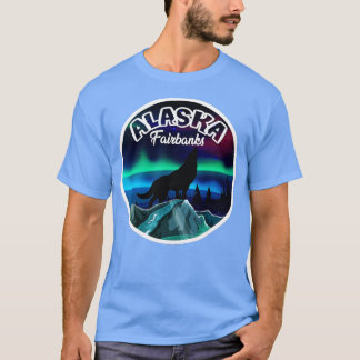 フェアバンクスAlaska Northern Lights Wolf Tシャツ