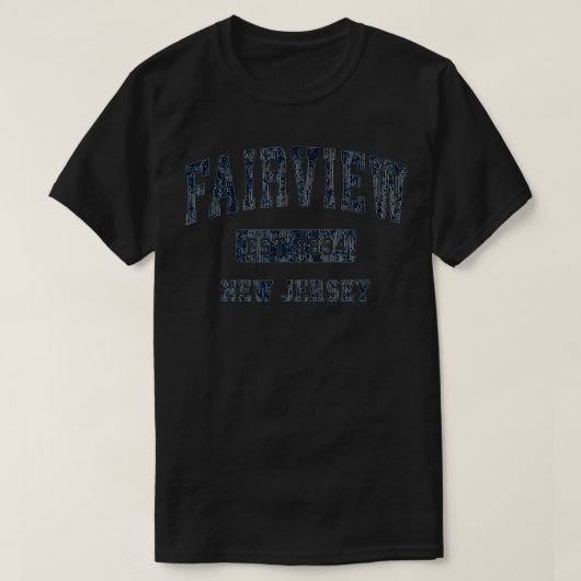 フェアビューニュージャージーNJヴィンテージスポーツデザインネイビー Tシャツ (デザイン正面)