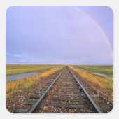 フェアフィールド付近の線路に虹が見える スクエアシール (正面)