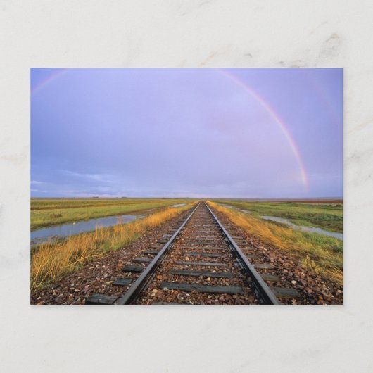 フェアフィールド近くの鉄道線路に架かる虹 ポストカード (正面)