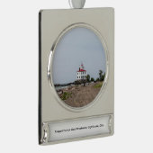 フェアポートハーバーウエストブレークウォーターライトハウス シルバープレートバナーオーナメント (右)