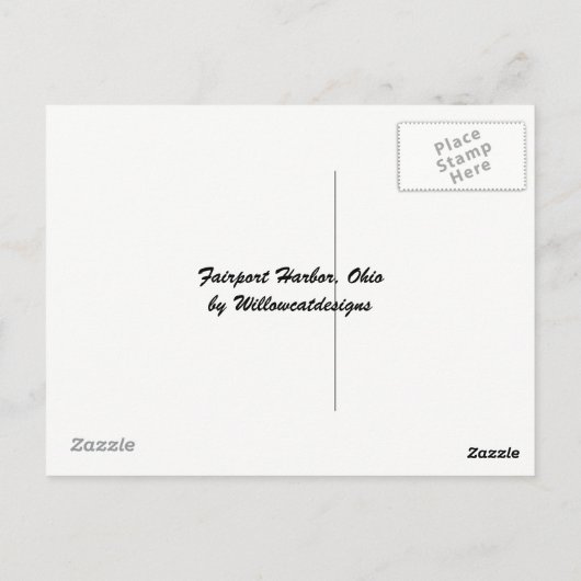 フェアポートハーバーライトハウスとフラッグポストカード ポストカード (裏面)