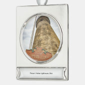 フェアポートハーバーライトハウスセラミックオーナメント シルバープレートバナーオーナメント (左)