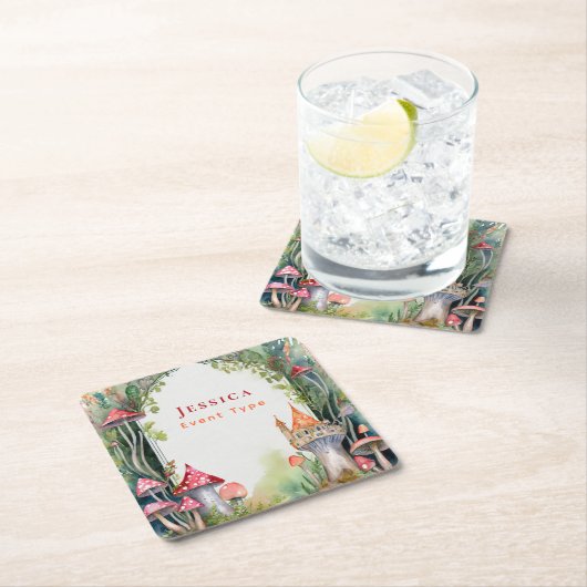 フェアヤコアプリンセスフェアヤータリーキャッスルキングダムカスタム スクエアペーパーコースター (インサイチュ)