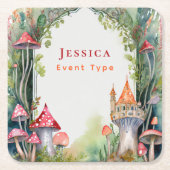 フェアヤコアプリンセスフェアヤータリーキャッスルキングダムカスタム スクエアペーパーコースター (正面)