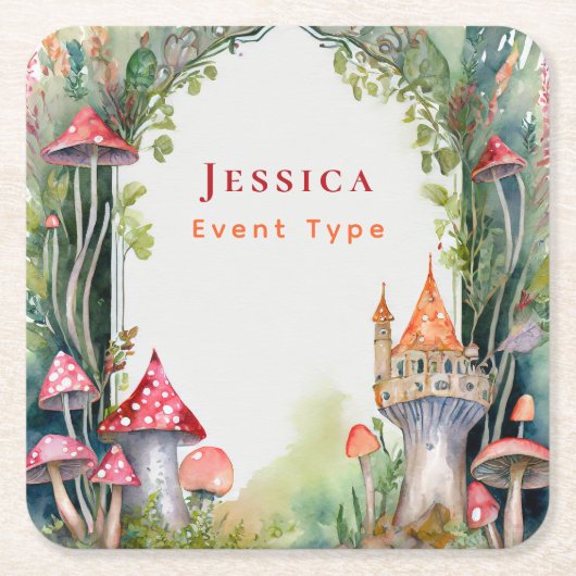 フェアヤコアプリンセスフェアヤータリーキャッスルキングダムカスタム スクエアペーパーコースター (正面)