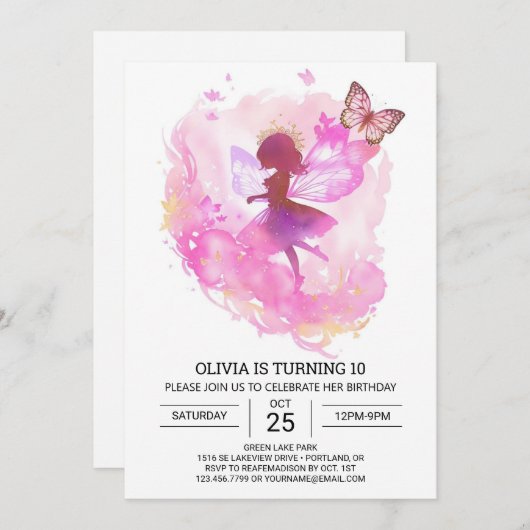 フェアヤコアプリンセス誕生祝い 招待状 (正面/裏面)