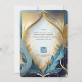 フェアヤコア結婚式招待状フェアヤブルティール（緑がかった色）金ゴールド 招待状 (裏面)