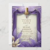 フェアヤコア結婚式招待状フェアヤータリーパープル金ゴールド 招待状 (正面)