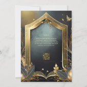 フェアヤコア結婚式招待状フェアヤータリーブラック金ゴールド 招待状 (裏面)