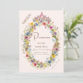 フェアヤブルプリンセスクラウンピンク&金ゴールド誕生日 招待状 (スタンド正面)