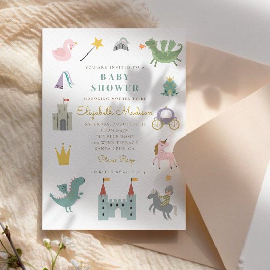 フェアヤブルプリンセスドラゴンベビーシャワー招待状 招待状