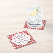 フェアヤブルプリンセスフェレストワンレッドプレイド誕生日 スクエアペーパーコースター (インサイチュ)