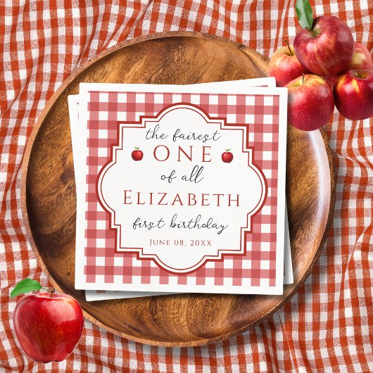 フェアヤブルプリンセスフェレストワンレッドプレイド誕生日 スタンダードカクテルナプキン