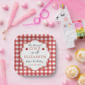 フェアヤブルプリンセスフェレストワンレッドプレイド誕生日 ペーパープレート (パーティー)