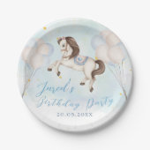 フェアヤブルベビーポニーブルーバルーズスター誕生日 ペーパープレート (正面)