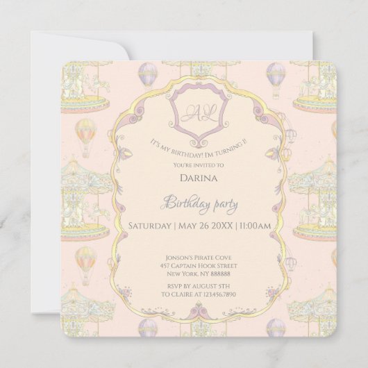 フェアヤブルヴィンテージアミューズメントパーク誕生日 招待状 (正面)