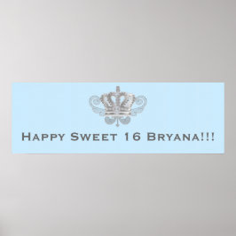 フェアヤブルヴィンテージ王室のクラウンブルー誕生日バナー ポスター