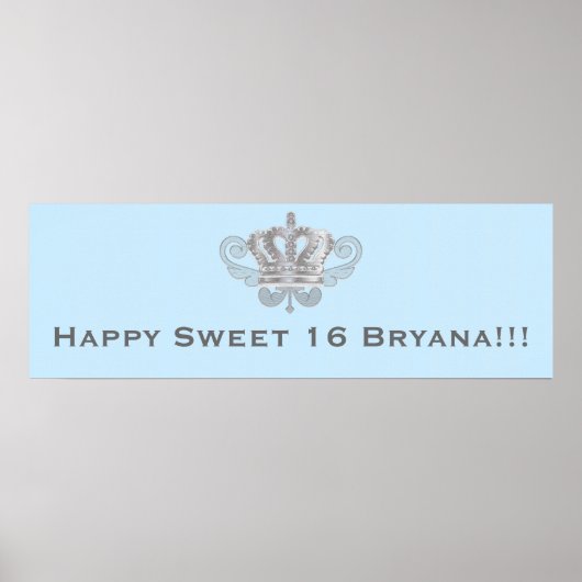 フェアヤブルヴィンテージ王室のクラウンブルー誕生日バナー ポスター (正面)