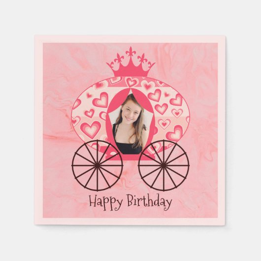 フェアヤブル王室のプリンセスキャリッジガール誕生日 スタンダードカクテルナプキン (正面)