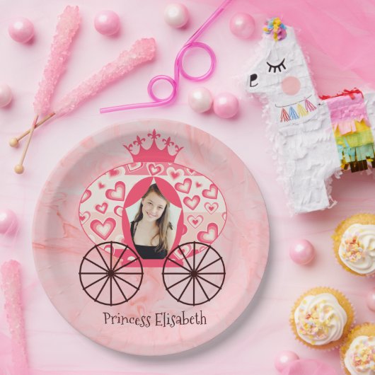 フェアヤブル王室のプリンセスキャリッジガール誕生日 ペーパープレート (パーティー)