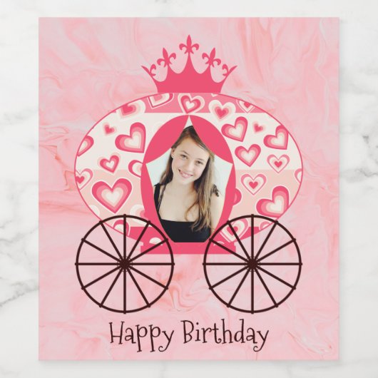 フェアヤブル王室のプリンセスキャリッジガール誕生日 ワインラベル (シングルラベル)