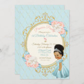 フェアヤブル王室のプリンセスピンクアクアガールエスニック 招待状 (正面/裏面)