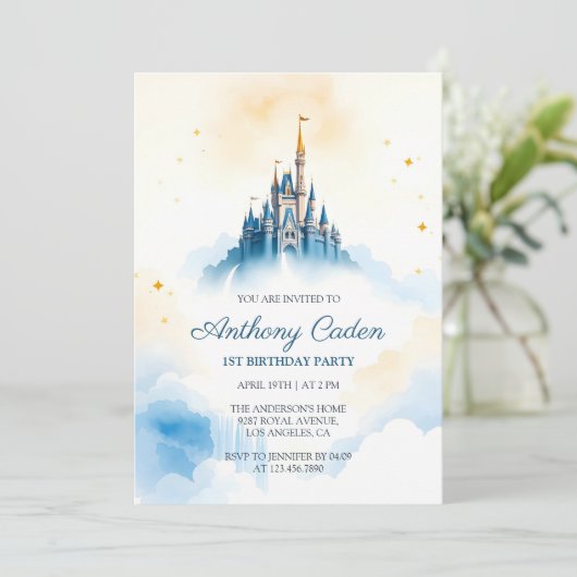 フェアヤータリープリンス王室のキャッスルブルーボーイ誕生日 招待状 (スタンド正面)