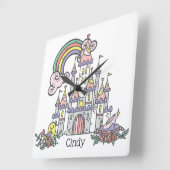 フェアユタリーキャッスルプリンセス名前をカスタムする スクエア壁時計 (傾斜)