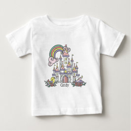 フェアユタリーキャッスルプリンセス名前をカスタムする ベビーTシャツ