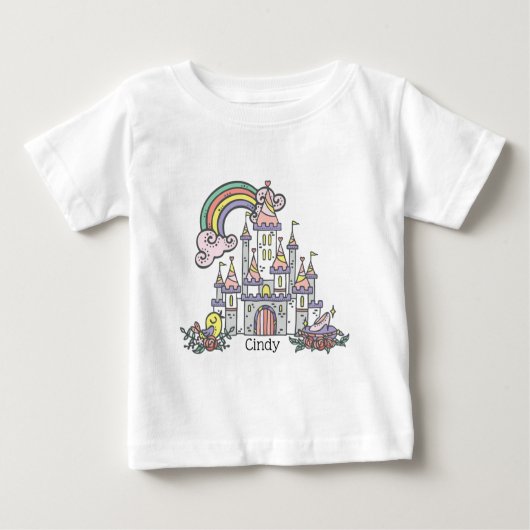 フェアユタリーキャッスルプリンセス名前をカスタムする ベビーTシャツ (正面)