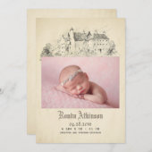 フェアユタリーキャッスル生まれたばかりのプリンセスベビーフォト誕生 案内状 (正面/裏面)