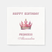 フェアユタリークラウンピンクガールプリンセス誕生日 スタンダードカクテルナプキン (正面)