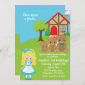 フェアユタリーゴルディロックスアンドベアーズガールズ誕生日 招待状 (正面/裏面)