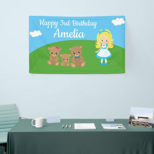 フェアユタリーゴルディロックススリーベアーズ誕生日バナー 横断幕 (トレードショー)
