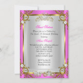 フェアユタリースウィート16 16誕生日ホットピンク金ゴールド 招待状 (裏面)