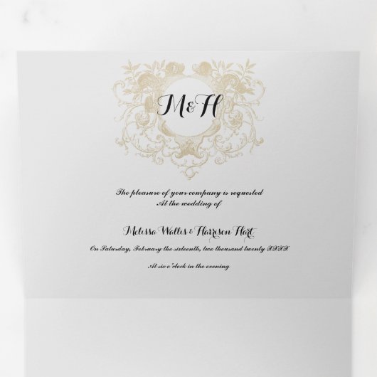 フェアユタリーストーリーブックトリフォールド結婚式招待状 三つ折り招待状 (内部最初)