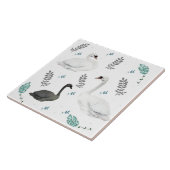 フェアユタリースワンイラストレーションフォークボタニカルスワン タイル (側面)