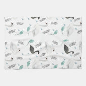 フェアユタリースワンイラストレーションフォークボタニカル キッチンタオル (横)