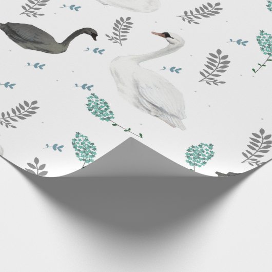 フェアユタリースワンイラストレーションフォークボタニカル ラッピングペーパー (角)